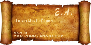 Ehrenthal Álmos névjegykártya